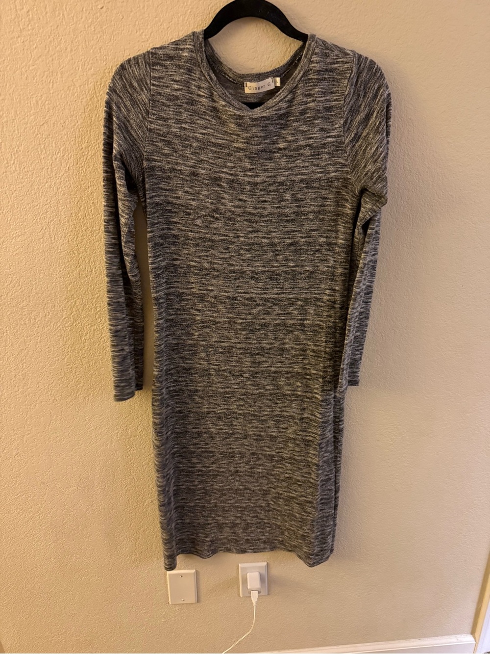 Grey Marled Long Sleeve Knit Dress